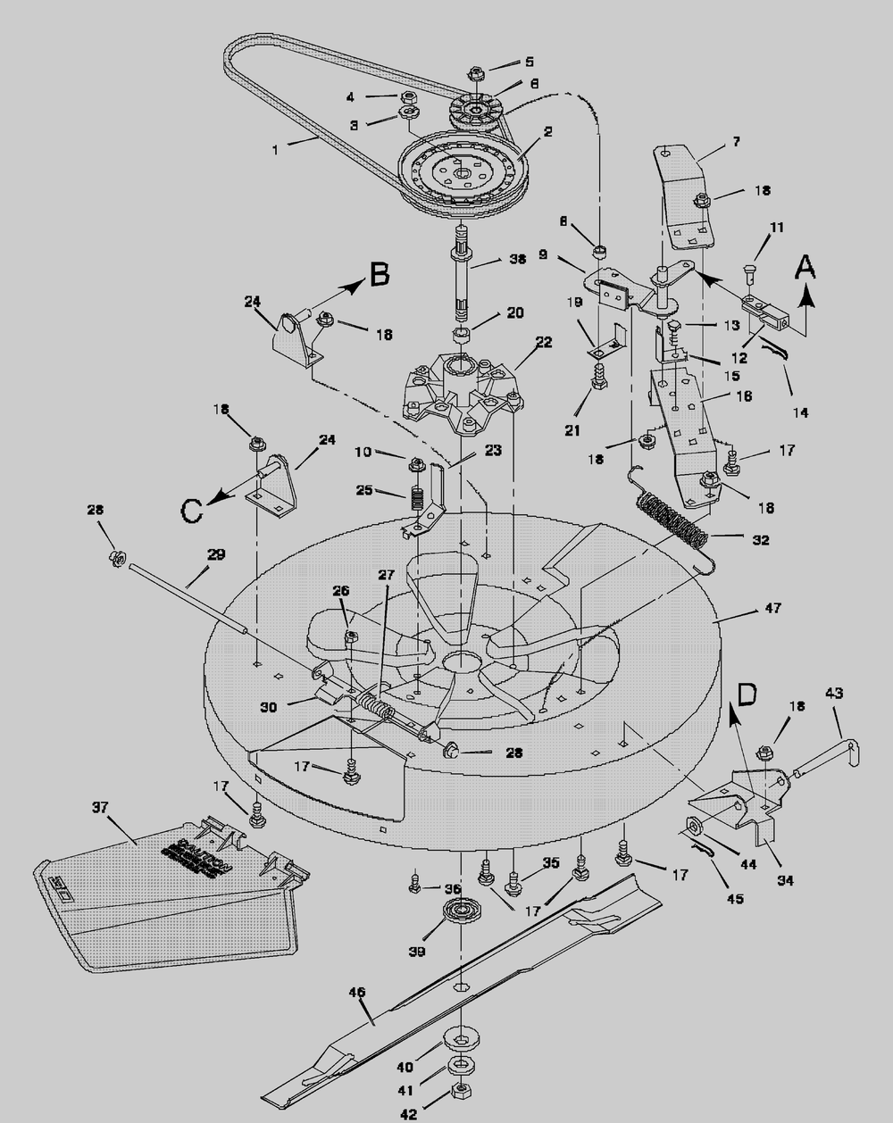 Mower Housing Diagram and Parts List for 30546X4A  Briggs and Stratton Lawn Tractor